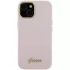 Guess GUHCP15SSMBSLP Silicone Script Metal Logo & Frame Hard Case voor Apple iPhone 15 / 14 / 13 6,1 inch - roze