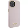 Guess GUHCP15SSMBSLP Silicone Script Metal Logo & Frame Hard Case voor Apple iPhone 15 / 14 / 13 6,1 inch - roze