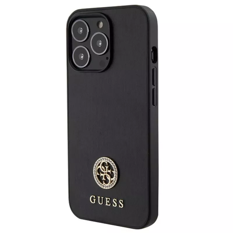 Guess GUHCP13LPS4DGPK Hardcase voor Apple iPhone 13 Pro 6,1 inch zwart strass metaallogo