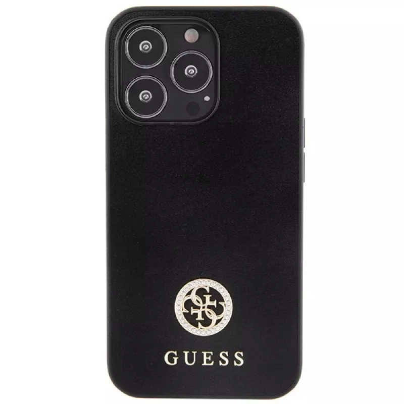 Guess GUHCP13LPS4DGPK Hardcase voor Apple iPhone 13 Pro 6,1 inch zwart strass metaallogo