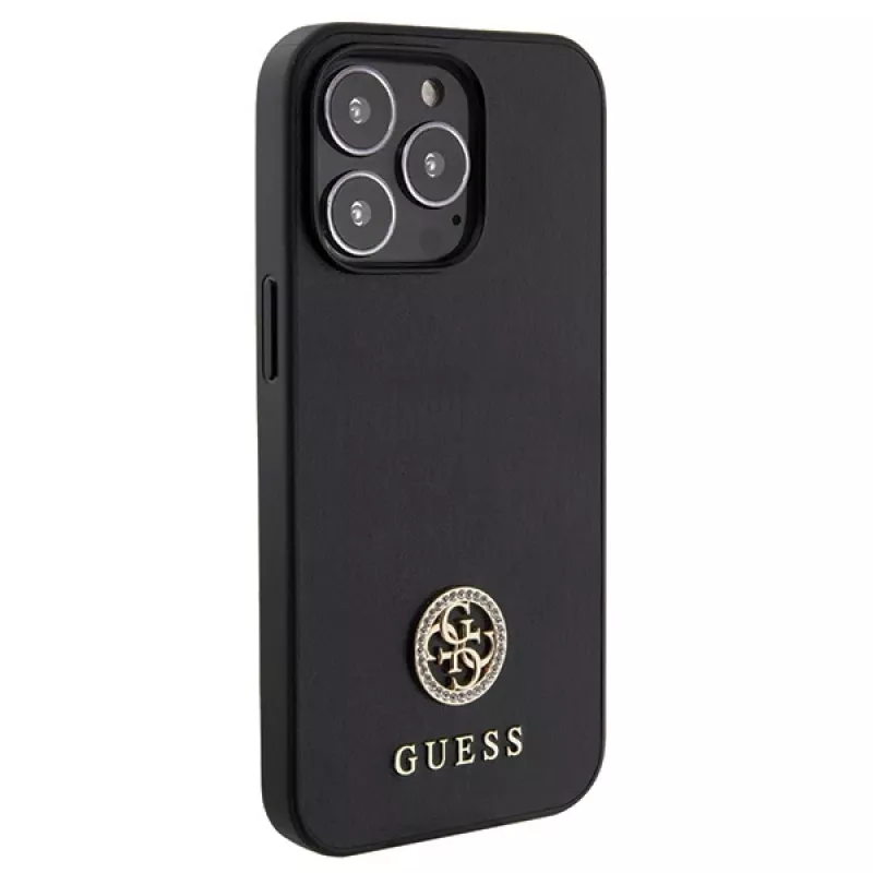 Guess GUHCP13LPS4DGPK Hardcase voor Apple iPhone 13 Pro 6,1 inch zwart strass metaallogo