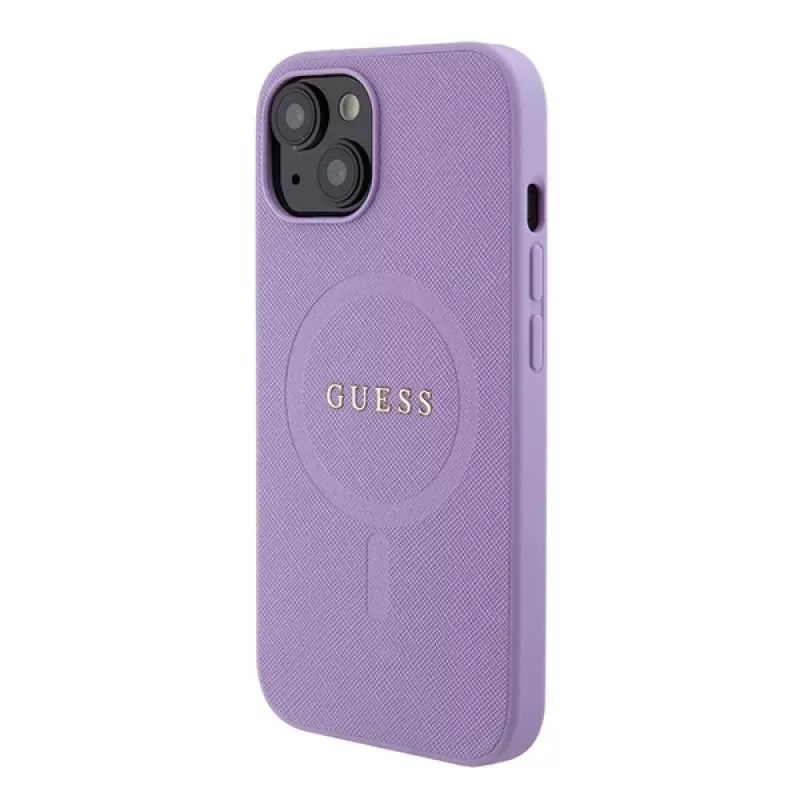 Guess GUHMP15MPSAHMCU Saffiano MagSafe Hard Case voor iPhone 15 Plus / 14 Plus 6,7 inch - lila