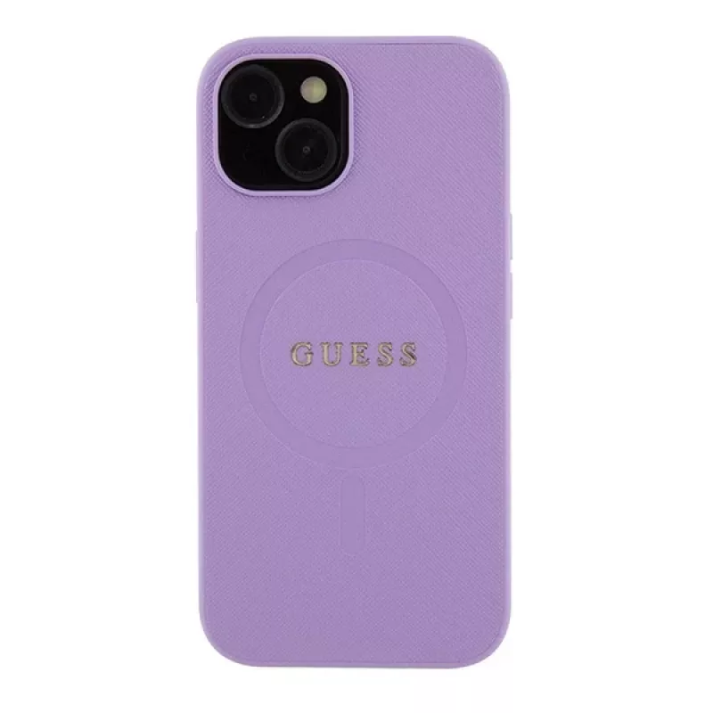 Guess GUHMP15MPSAHMCU Saffiano MagSafe Hard Case voor iPhone 15 Plus / 14 Plus 6,7 inch - lila