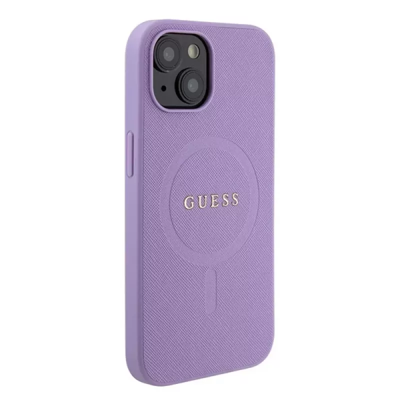 Guess GUHMP15MPSAHMCU Saffiano MagSafe Hard Case voor iPhone 15 Plus / 14 Plus 6,7 inch - lila