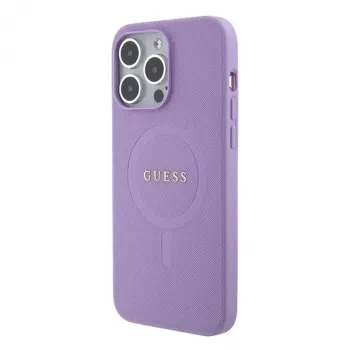 Guess GUHMP15LPSAHMCU Saffiano MagSafe Hard Case voor Apple iPhone 15 Pro 6,1 inch - lila