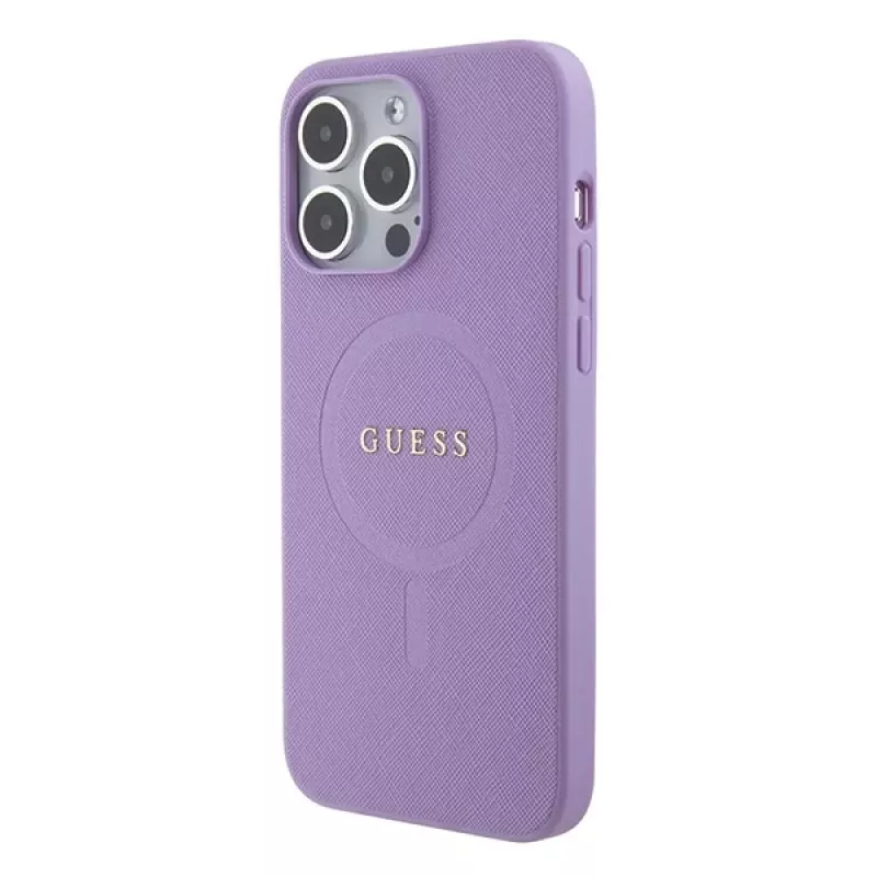 Guess GUHMP15LPSAHMCU Saffiano MagSafe Hard Case voor Apple iPhone 15 Pro 6,1 inch - lila