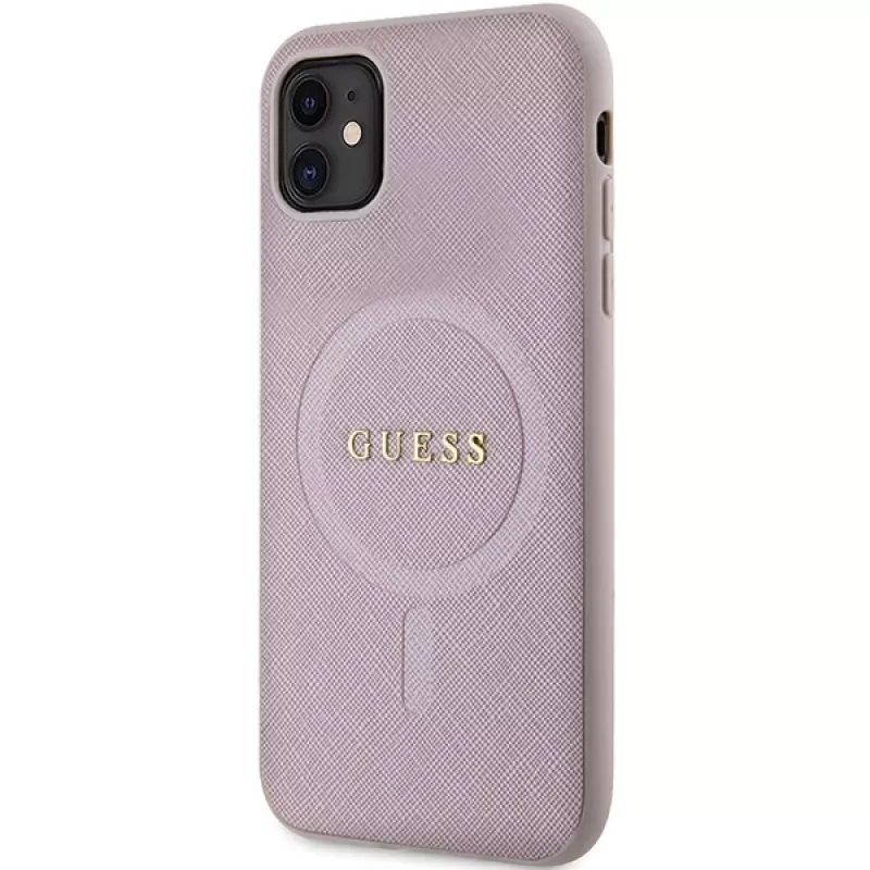 Guess GUHMN61PSAHMCP hardcase Saffiano MagSafe voor iPhone 11 / Xr 6.1 roze