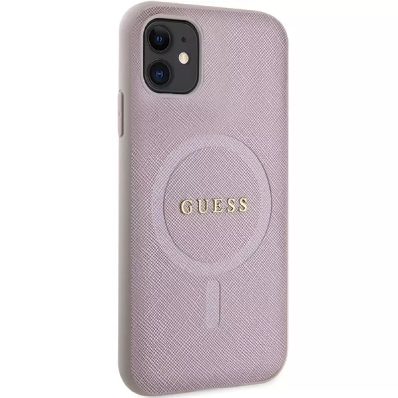 Guess GUHMN61PSAHMCP hardcase Saffiano MagSafe voor iPhone 11 / Xr 6.1 roze