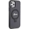Guess GUHMP12MHRSGSK iPhone 12/12 Pro 6.1 hardcase ringstandaard Script Glitter MagSafe zwart