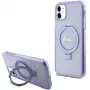 Guess GUHMN61HRSGSU iPhone 11 / XR 6,1 inch paarse hardcase ringstandaard Script Glitter MagSafe