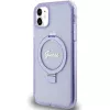 Guess GUHMN61HRSGSU iPhone 11 / XR 6,1 inch paarse hardcase ringstandaard Script Glitter MagSafe