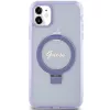 Guess GUHMN61HRSGSU iPhone 11 / XR 6,1 inch paarse hardcase ringstandaard Script Glitter MagSafe