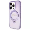 Guess GUHMP14XHRSGSU iPhone 14 Pro Max 6,7 inch paarse hardcase ringhouder Script Glitter MagSafe