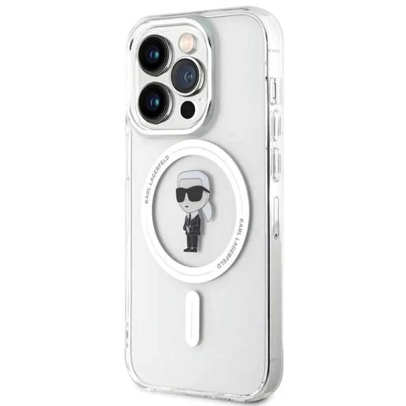 Karl Lagerfeld MagSafe IML Ikonik hoesje voor iPhone 15 Pro transparant