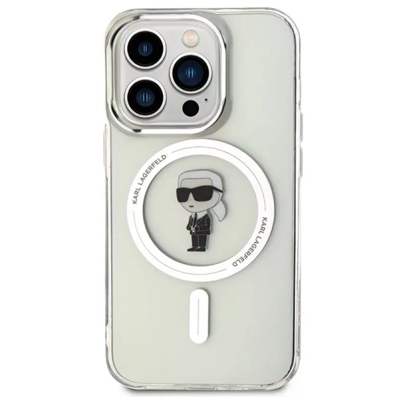 Karl Lagerfeld MagSafe IML Ikonik hoesje voor iPhone 15 Pro transparant