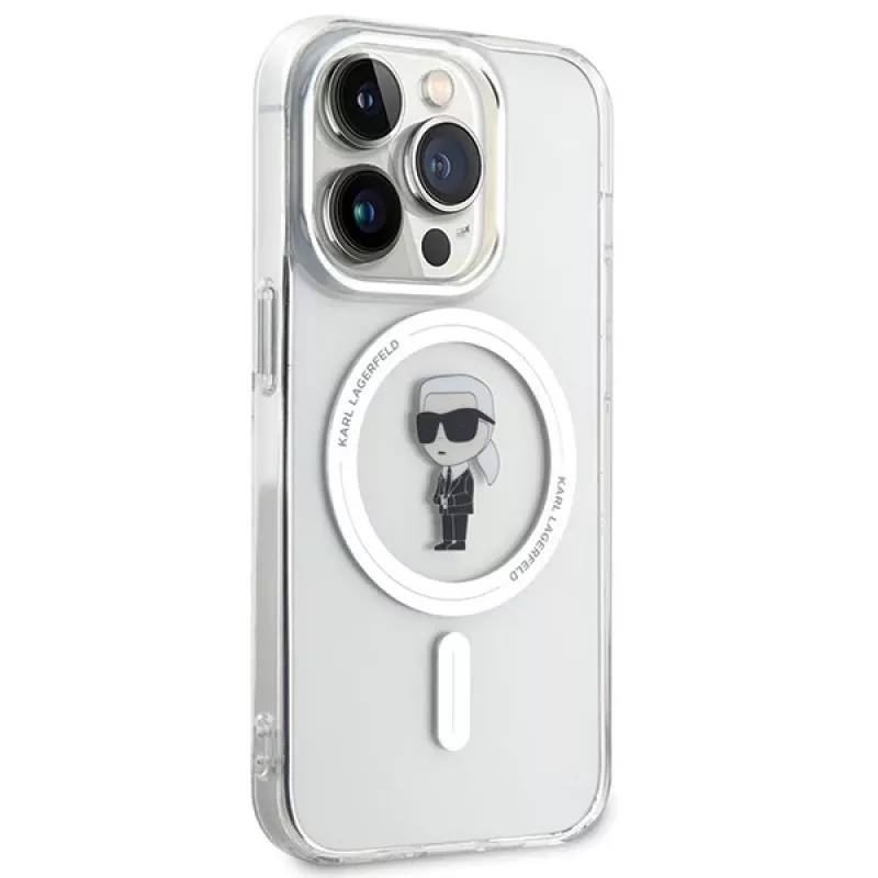 Karl Lagerfeld MagSafe IML Ikonik hoesje voor iPhone 15 Pro transparant