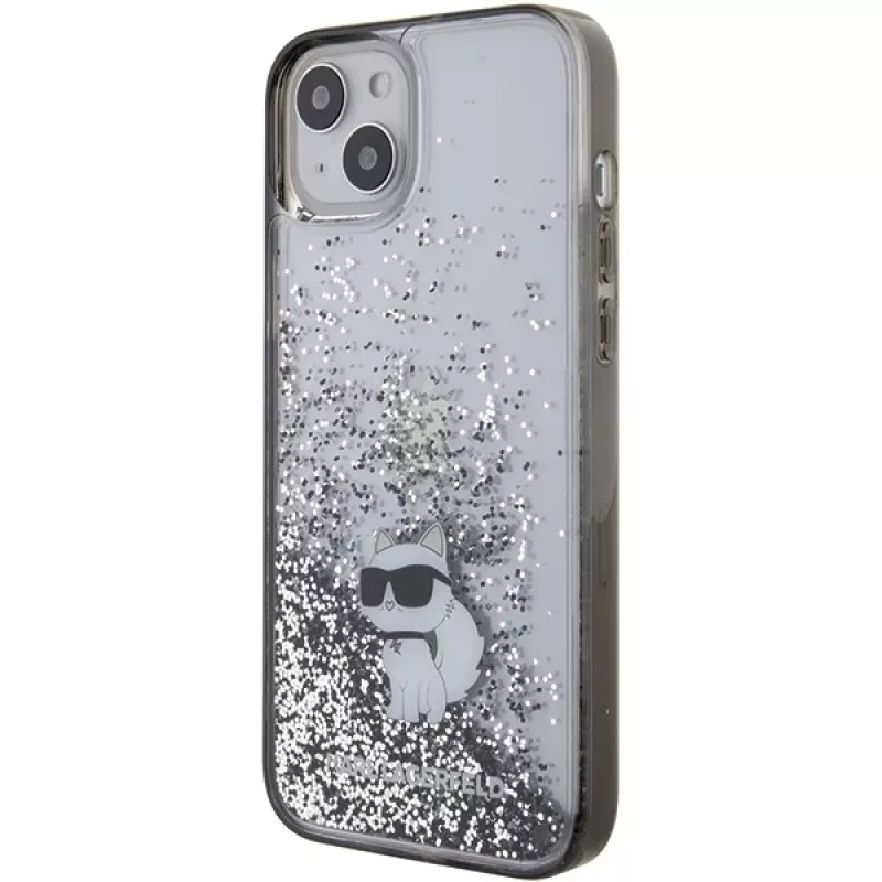 Karl Lagerfeld KLHCP15MLKCNSK iPhone 15 Plus / 14 Plus 6,7 inch transparante hardcase Liquid Glitter Choupette