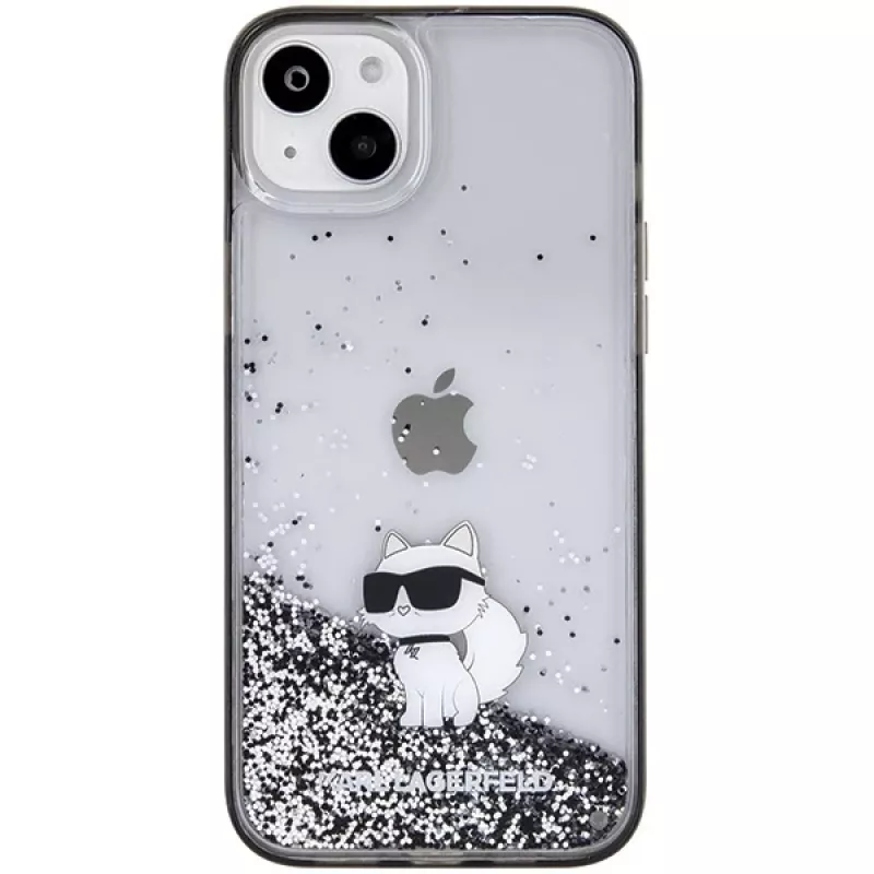 Karl Lagerfeld KLHCP15MLKCNSK iPhone 15 Plus / 14 Plus 6,7 inch transparante hardcase Liquid Glitter Choupette