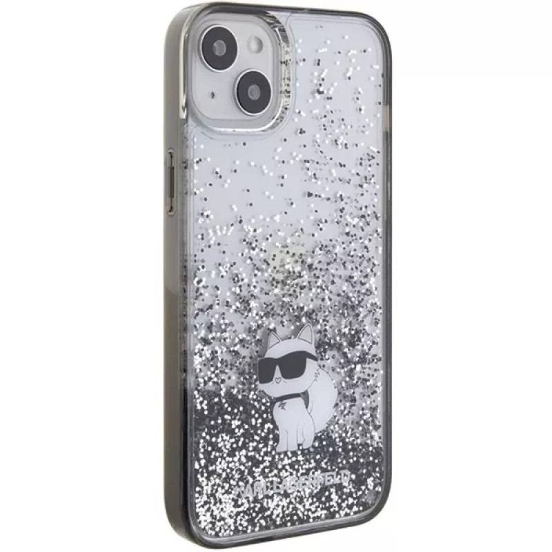 Karl Lagerfeld KLHCP15MLKCNSK iPhone 15 Plus / 14 Plus 6,7 inch transparante hardcase Liquid Glitter Choupette