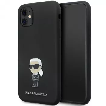 Karl Lagerfeld Ikonik Metal Pin silicone case voor Apple iPhone 11 / iPhone XR 6,1 inch zwart