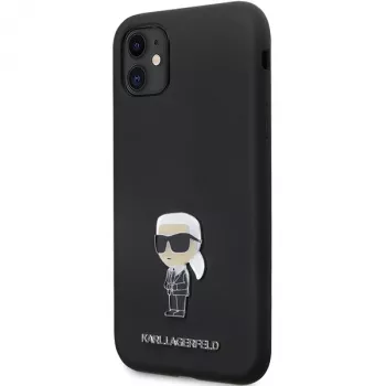 Karl Lagerfeld Ikonik Metal Pin silicone case voor Apple iPhone 11 / iPhone XR 6,1 inch zwart