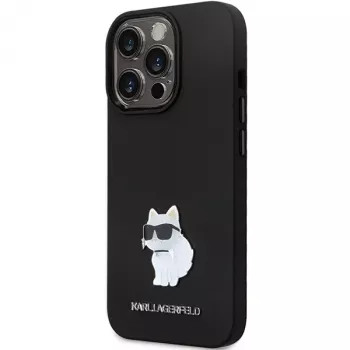 Karl Lagerfeld KLHCP14LSMHCNPK silicone C Metal Pin hardcase voor iPhone 14 Pro 6,1 inch - zwart