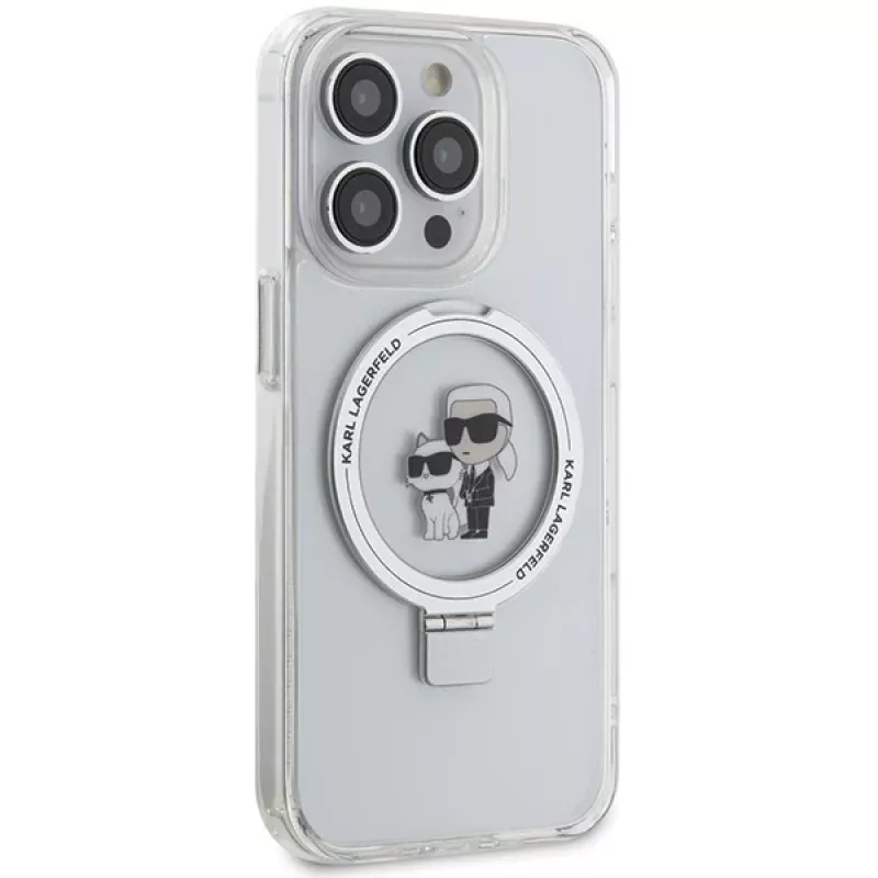Karl Lagerfeld KLHMP13LHMRSKCH iPhone 13 Pro / 13 6,1 inch witte hardcase ringhouder Karl & Choupette MagSafe