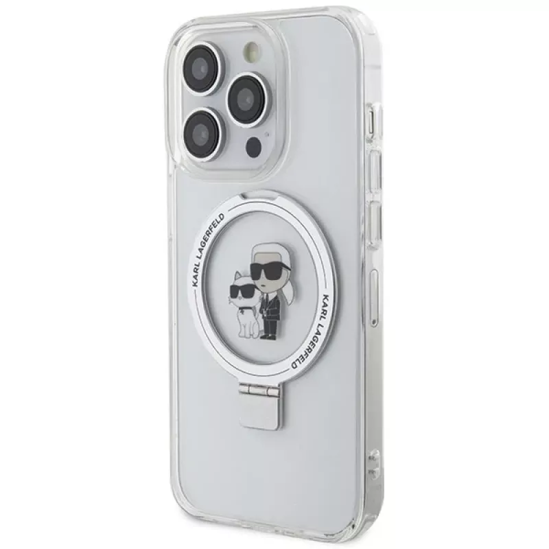 Karl Lagerfeld KLHMP13XHMRSKCH hardcase ringstandaard voor iPhone 13 Pro Max 6,7 inch wit Karl & Choupette MagSafe