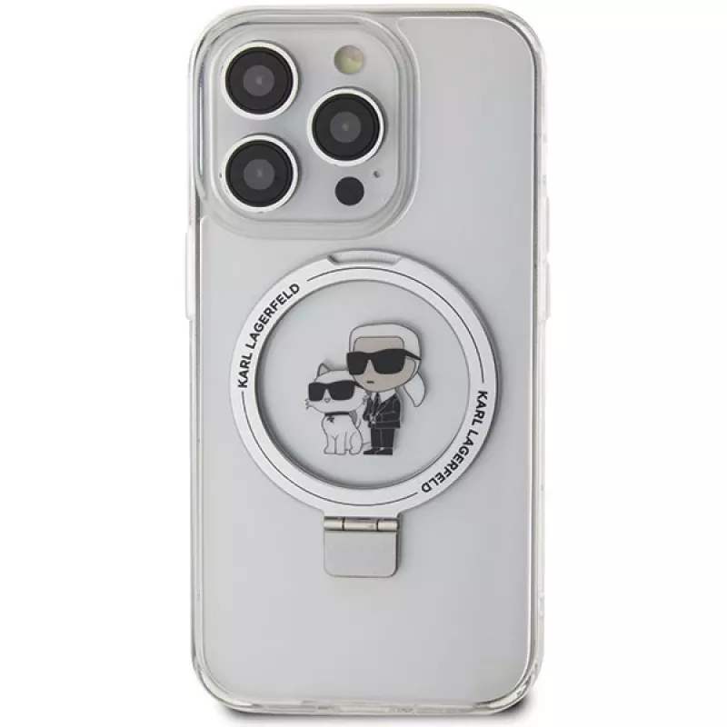 Karl Lagerfeld KLHMP13XHMRSKCH hardcase ringstandaard voor iPhone 13 Pro Max 6,7 inch wit Karl & Choupette MagSafe