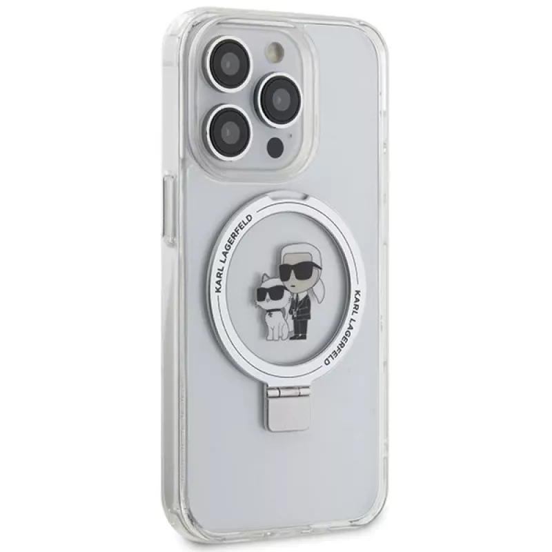 Karl Lagerfeld KLHMP13XHMRSKCH hardcase ringstandaard voor iPhone 13 Pro Max 6,7 inch wit Karl & Choupette MagSafe