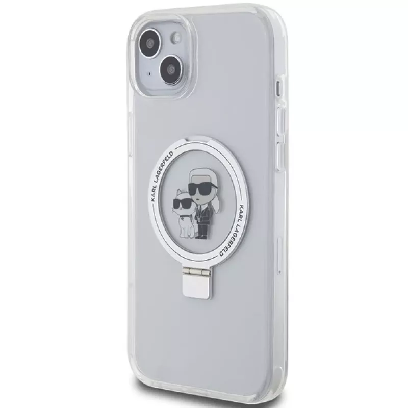 Karl Lagerfeld KLHMP15MHMRSKCH iPhone 15 Plus / 14 Plus 6,7 inch witte hardcase ringstandaard Karl & Choupette MagSafe