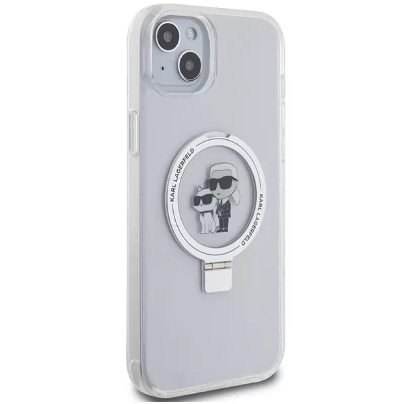Karl Lagerfeld KLHMP15MHMRSKCH iPhone 15 Plus / 14 Plus 6,7 inch witte hardcase ringstandaard Karl & Choupette MagSafe