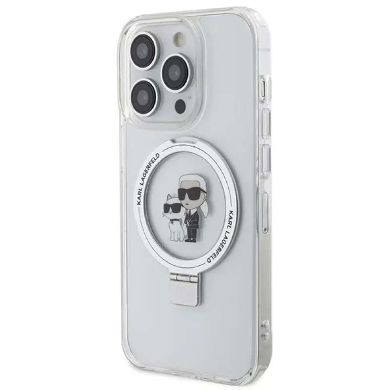 Karl Lagerfeld KLHMP15LHMRSKCH hardcase ringstandaard MagSafe voor iPhone 15 Pro 6,1 inch wit