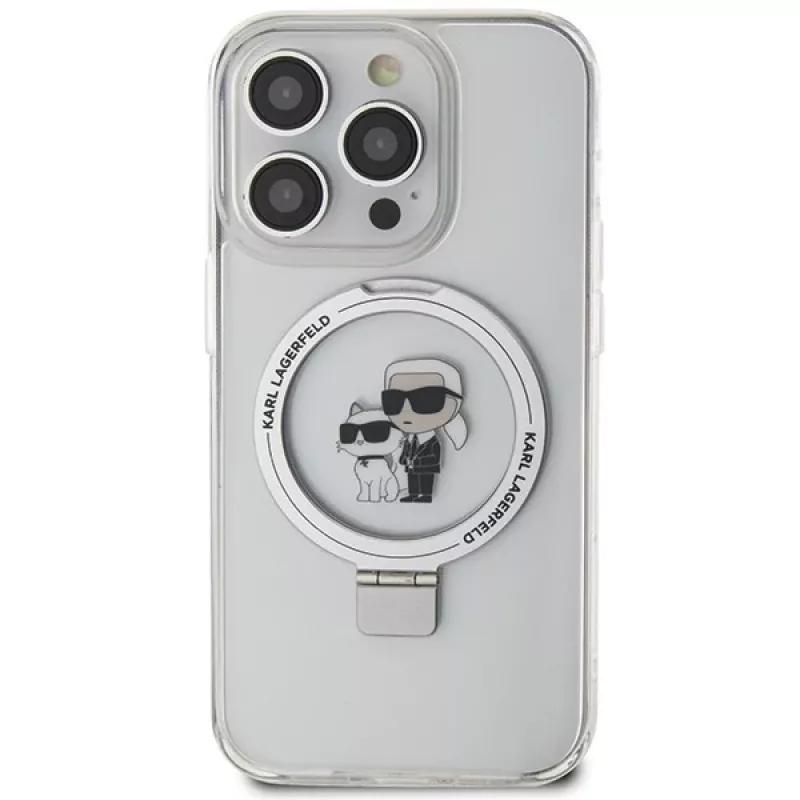 Karl Lagerfeld KLHMP15LHMRSKCH hardcase ringstandaard MagSafe voor iPhone 15 Pro 6,1 inch wit