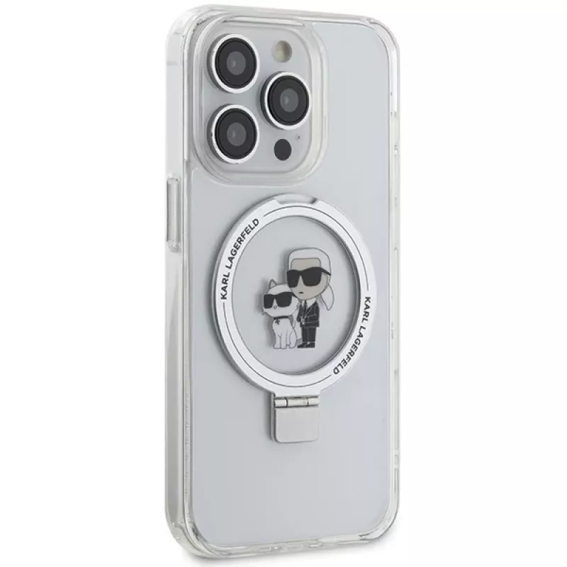 Karl Lagerfeld KLHMP15LHMRSKCH hardcase ringstandaard MagSafe voor iPhone 15 Pro 6,1 inch wit