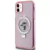 Karl Lagerfeld KLHMN61HMRSKCP iPhone 11 / XR 6.1 roze hardcase ringstandaard Karl & Choupette MagSafe
