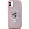 Karl Lagerfeld KLHMN61HMRSKCP iPhone 11 / XR 6.1 roze hardcase ringstandaard Karl & Choupette MagSafe