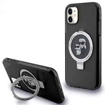 Karl Lagerfeld KLHMN61HMRSKCK hardcase ringstandaard voor iPhone 11 / Xr 6.1 zwart MagSafe Karl & Choupette