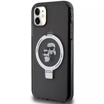 Karl Lagerfeld KLHMN61HMRSKCK hardcase ringstandaard voor iPhone 11 / Xr 6.1 zwart MagSafe Karl & Choupette