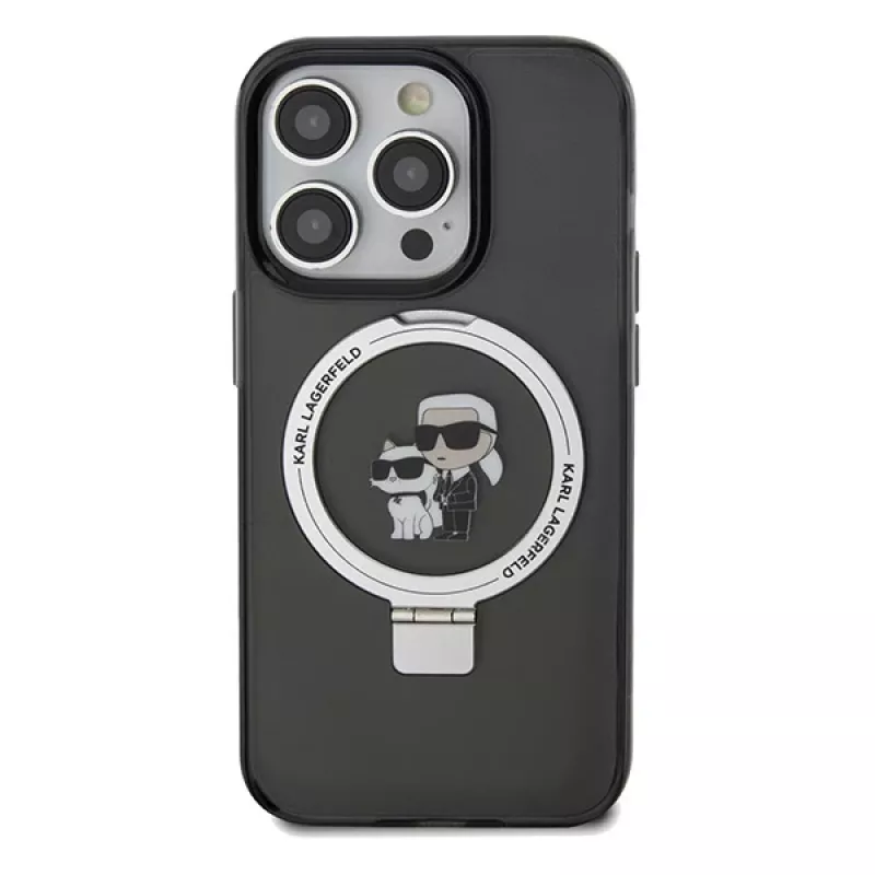 Karl Lagerfeld iPhone 13 Pro Max 6,7 inch hardcase ringstandaard Karl & Choupette MagSafe zwart