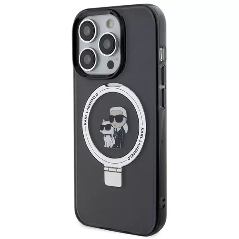 Karl Lagerfeld KLHMP15LHMRSKCK hardcase ringstandaard MagSafe voor iPhone 15 Pro 6.1 zwart
