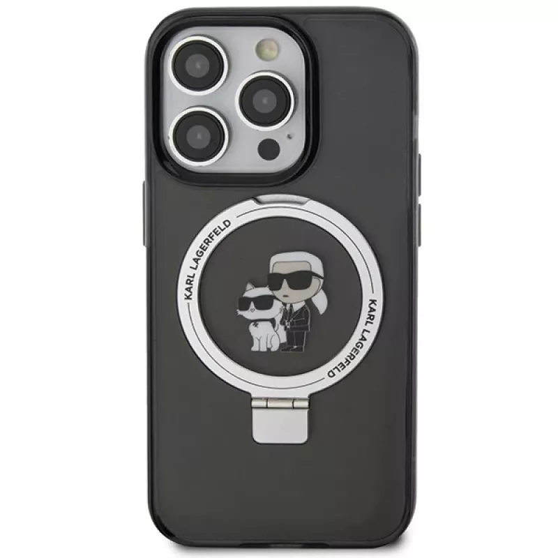 Karl Lagerfeld KLHMP15LHMRSKCK hardcase ringstandaard MagSafe voor iPhone 15 Pro 6.1 zwart