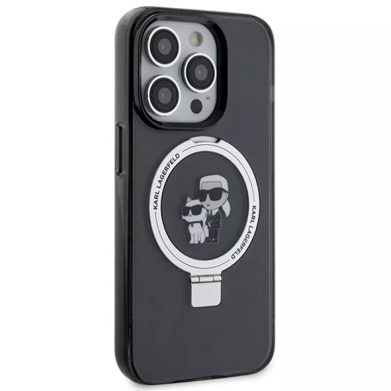 Karl Lagerfeld KLHMP15LHMRSKCK hardcase ringstandaard MagSafe voor iPhone 15 Pro 6.1 zwart