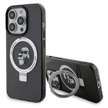 Karl Lagerfeld KLHMP15XHMRSKCK iPhone 15 Pro Max 6,7 inch zwarte hardcase met ringhouder Karl & Choupette MagSafe