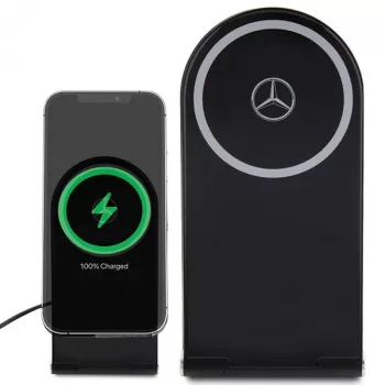 Mercedes-Benz opvouwbare 2-in-1 draadloze oplaadstandaard 15W zwart Silver Star MagSafe