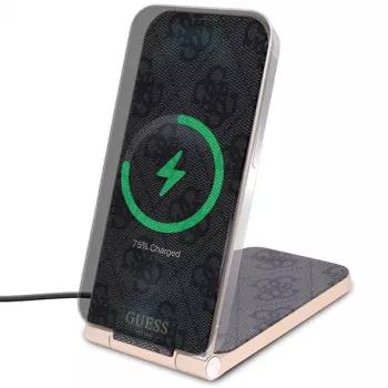 Guess opvouwbare 2-in-1 draadloze oplader GUDCFAL4PEGK 15W zwart 4G patroon MagSafe