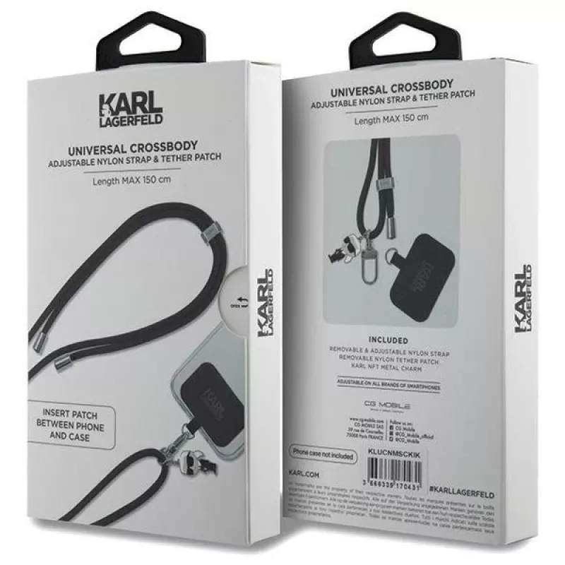 Karl Lagerfeld CBDY koord universele telefoonlanyard / polsband (zwart)
