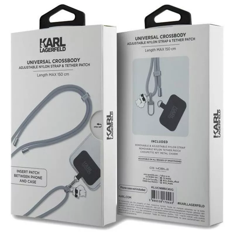 Karl Lagerfeld CBDY koord universele telefoonlanyard / polsband (grijs)