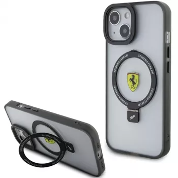 Ferrari FEHMP15SUSCAK iPhone 15 / 14 / 13 6,1 inch zwarte hardcase ringstandaard 2023 collectie MagSafe