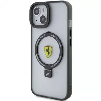 Ferrari FEHMP15SUSCAK iPhone 15 / 14 / 13 6,1 inch zwarte hardcase ringstandaard 2023 collectie MagSafe